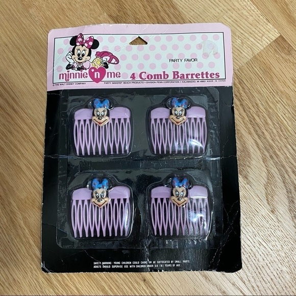 Vintage Minnie Mouse Comb Barrette 4 Pack NEW Disney Purple Blue - Picture 2 of 3